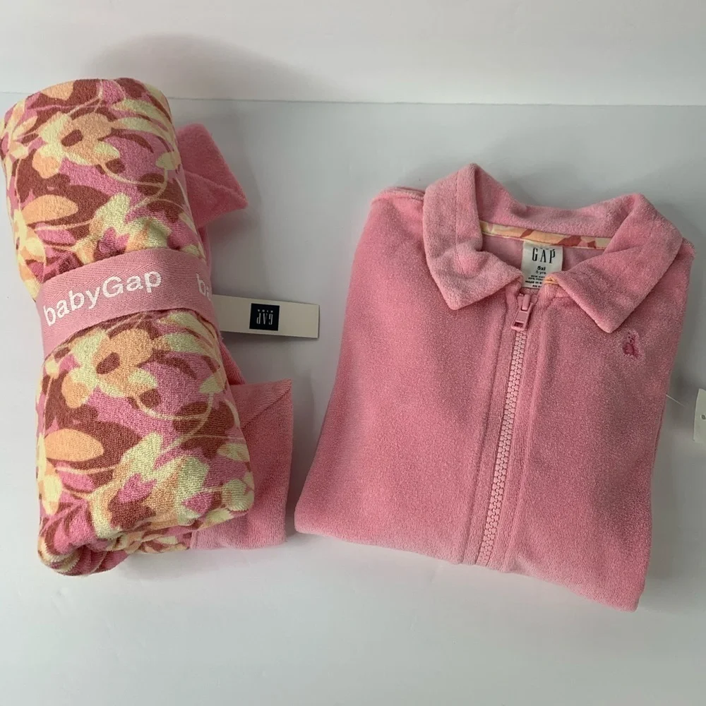 Gap Pink ZIP Terry Coverup & Match Beach Towel Perfect Gift Summer Fun